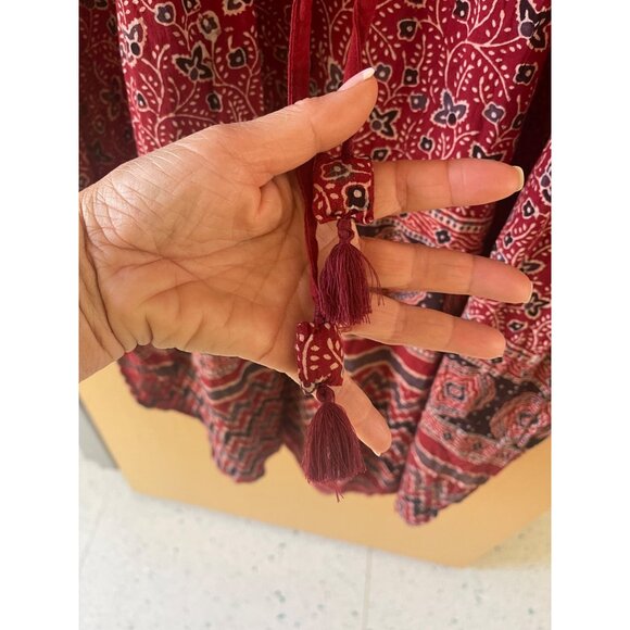 April Cornell Womens Caftan Size 2XL Red Floral Adjustable Waist Pure Cotton - Picture 4 of 11